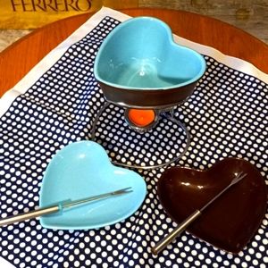 Fondue tea lite stoneware set.